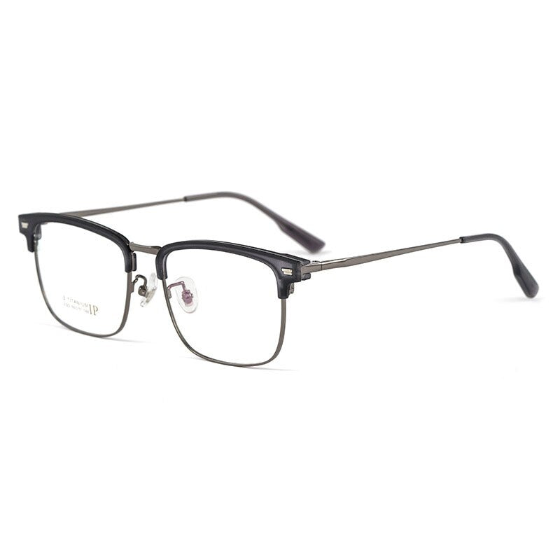 Yimaruili Men's Full Rim Square Titanium Eyeglasses 2322BJ Full Rim Yimaruili Eyeglasses Gray Silver  