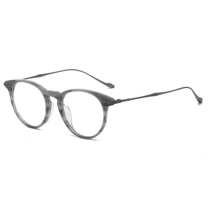 Gatenac Unisex Full Rim Round Square Acetate Titanium Eyeglasses Gxyj994 Full Rim Gatenac Gray  