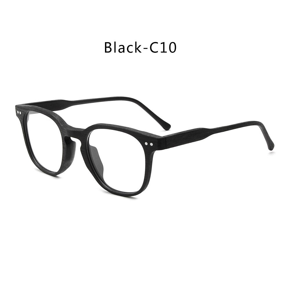Hdcrafter Men's Full Rim Square Bamboo Wood Eyeglasses M9205 Full Rim Hdcrafter Eyeglasses Black-C10  