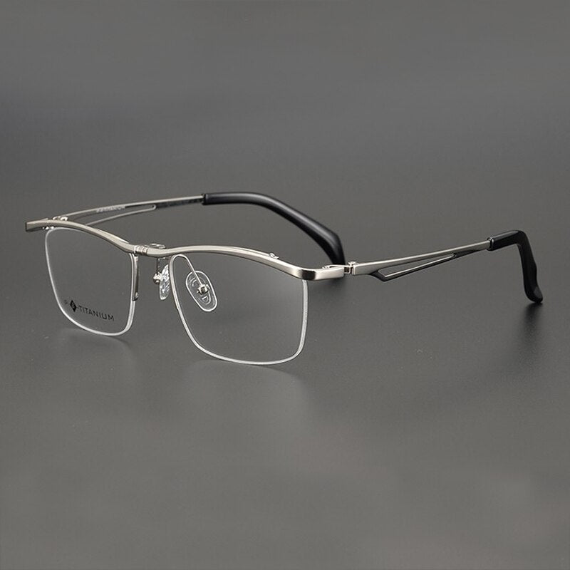 Gatenac Unisex Full Rim Square Titanium Flip Up Frame Eyeglasses Gxyj752 Full Rim Gatenac Silver  