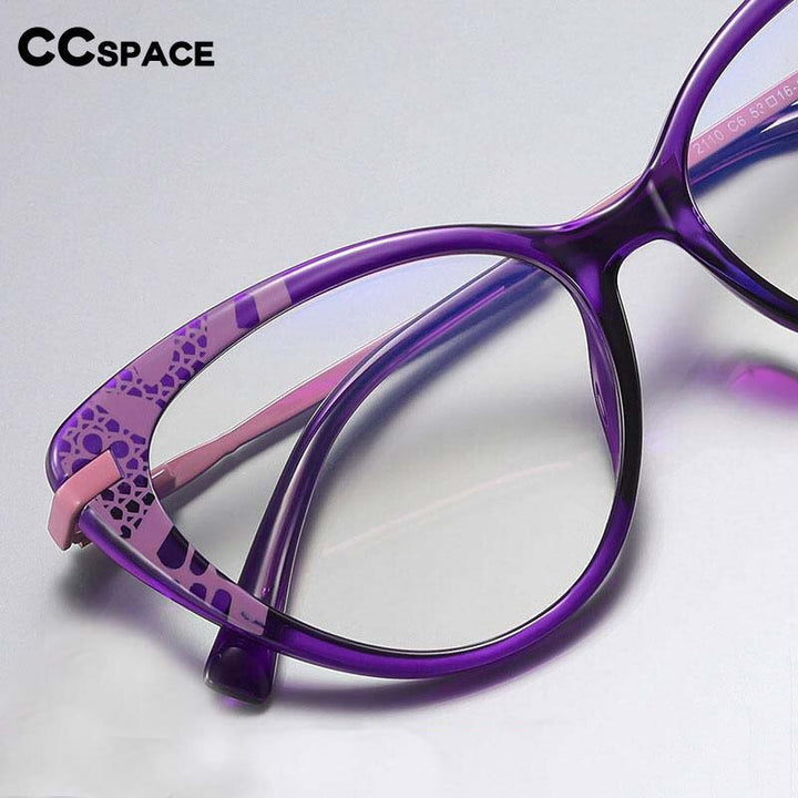 CCspace Women's Full Rim Cat Eye Tr 90 Titanium Eyeglasses 53369 Full Rim CCspace   