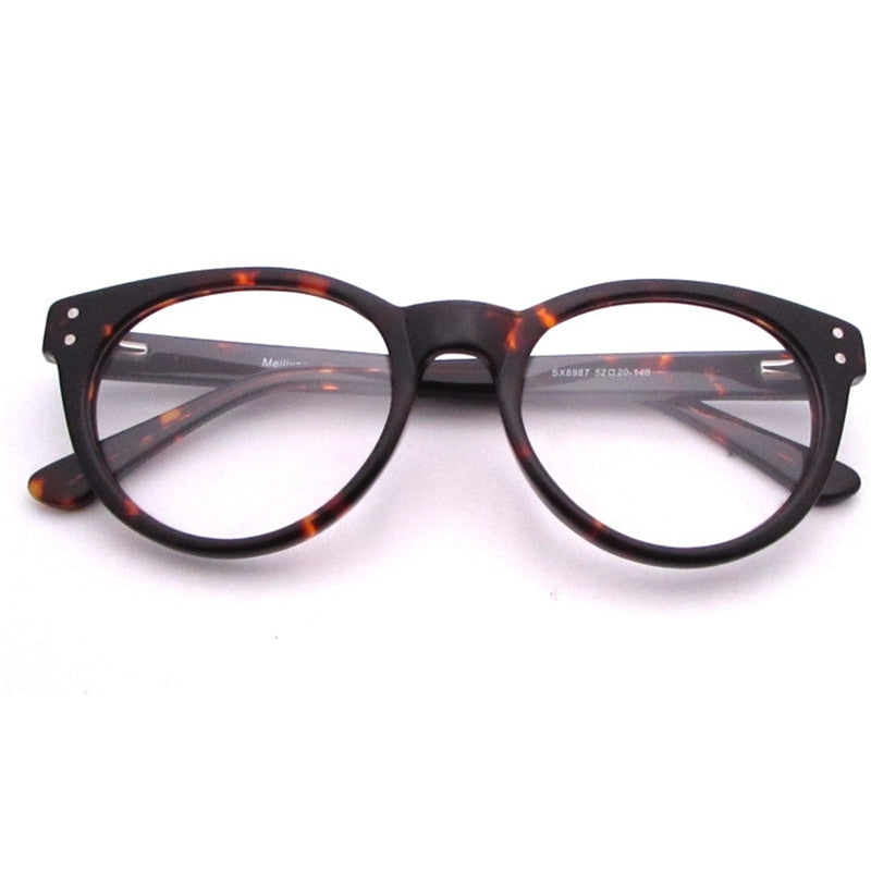 Cubojue Unisex Full Rim Oval Acetate Myopic Reading Glasses 8987m Reading Glasses Cubojue no function lens 0 52mm 