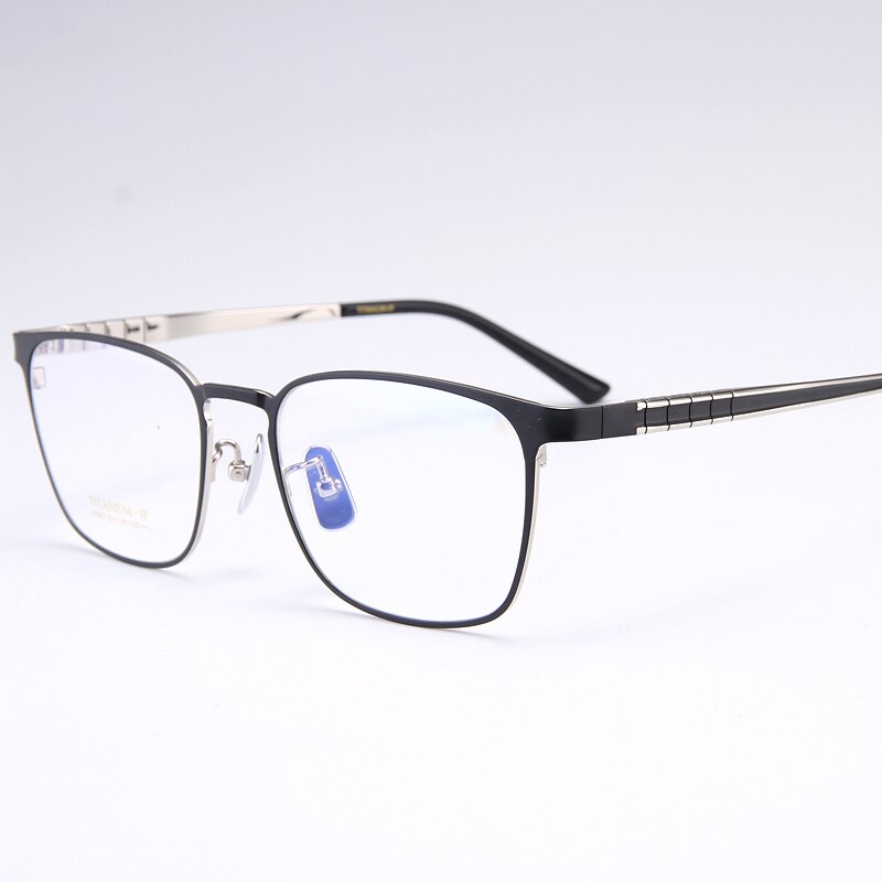 Bclear Men's Full Rim Square Titanium Eyeglasses My91063 Full Rim Bclear Black silver  