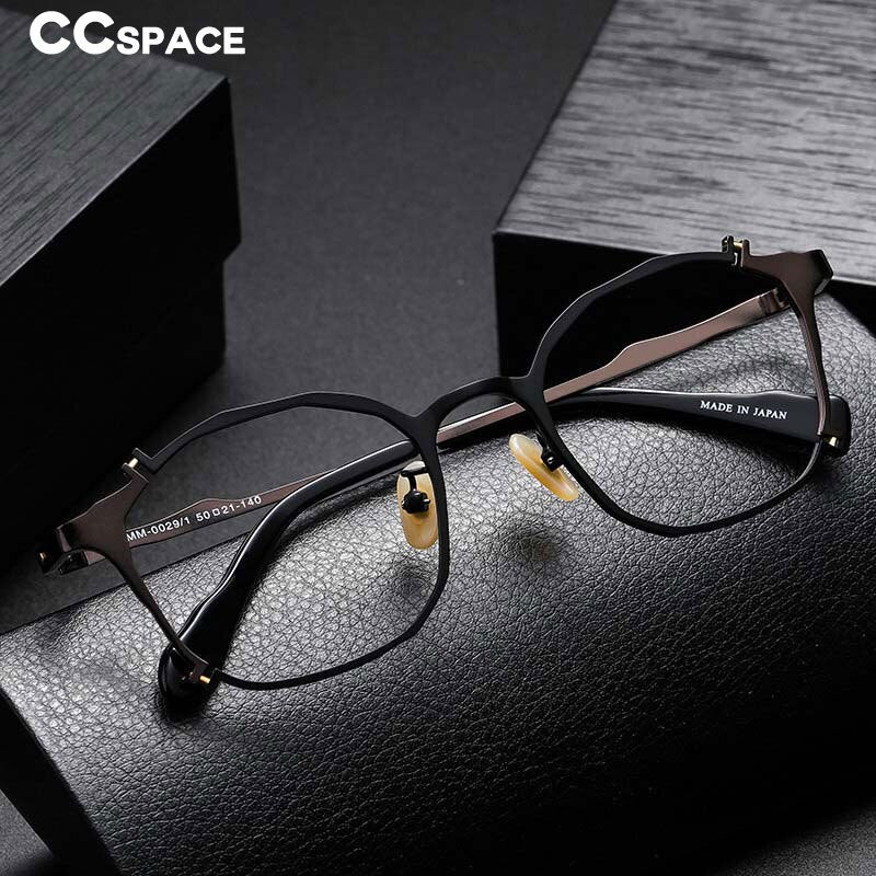 CCSpace Unisex Full Rim Irregular Square Titanium Rivet Eyeglasses 54535 Full Rim CCspace   