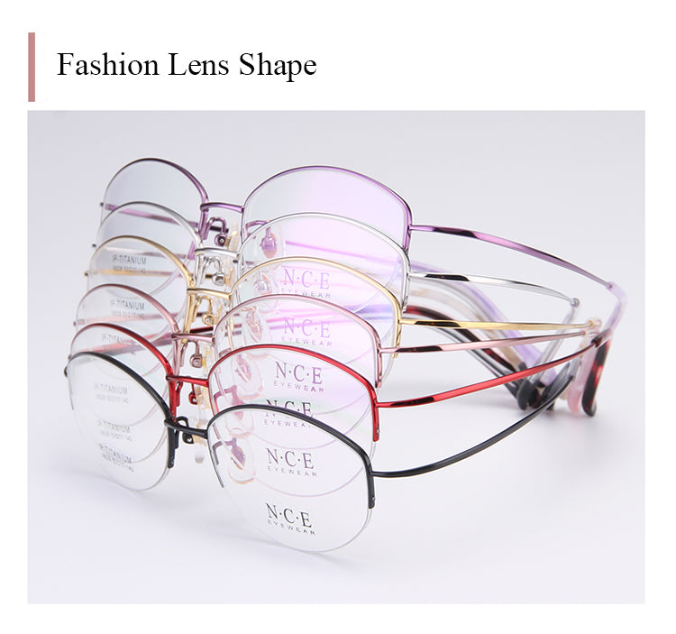 Bclear Women's Semi Rim Titanium Oval Eyeglasses Sc18029 Semi Rim Bclear   