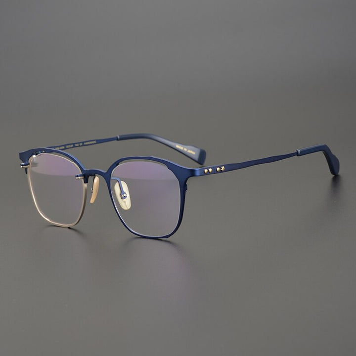 Gatenac Unisex Full Rim Square Titanium Eyeglasses Gxyj870 Full Rim Gatenac Blue  