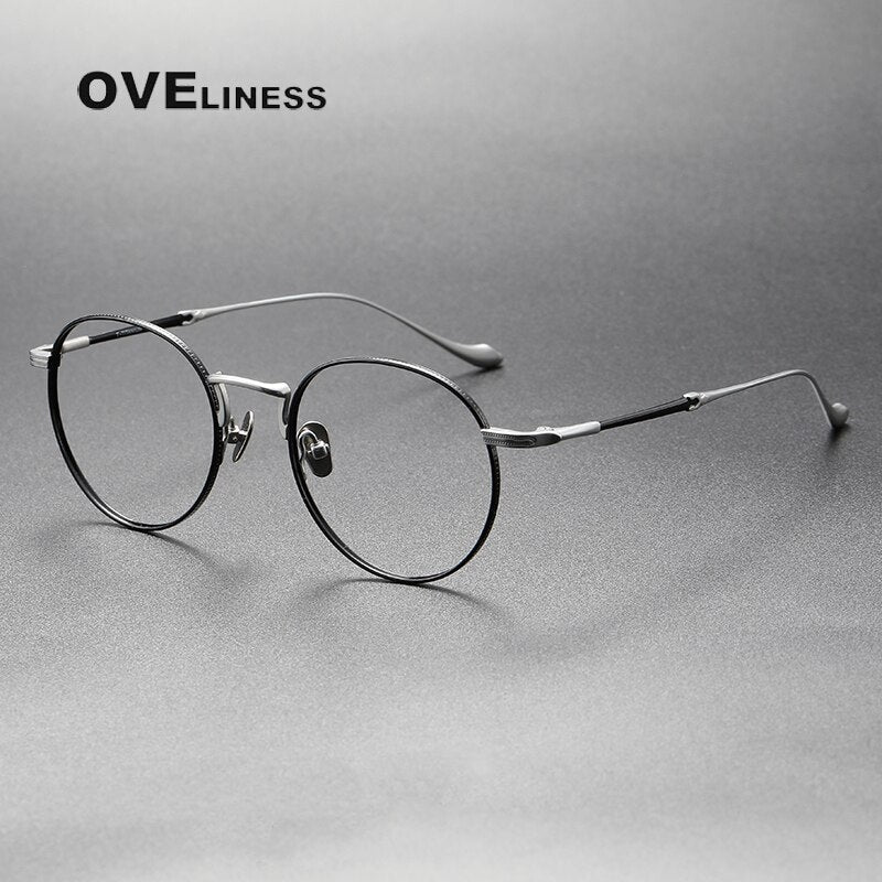Oveliness Unisex Full Rim Round Titanium Eyeglasses 3058 Full Rim Oveliness black silver  