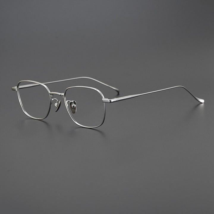 Gatenac Unisex Full Rim Square Titanium Eyeglasses Gxyj997 Full Rim Gatenac Silver  