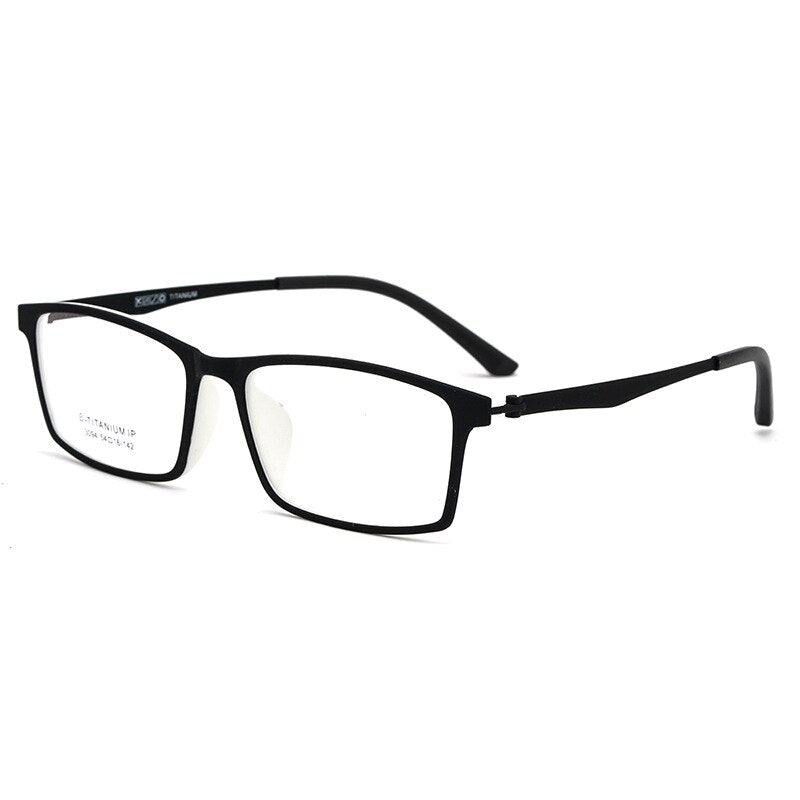 Yimaruili Unisex Full Rim Square Tr 90 Titanium Eyeglasses 023094 Full Rim Yimaruili Eyeglasses Black White  