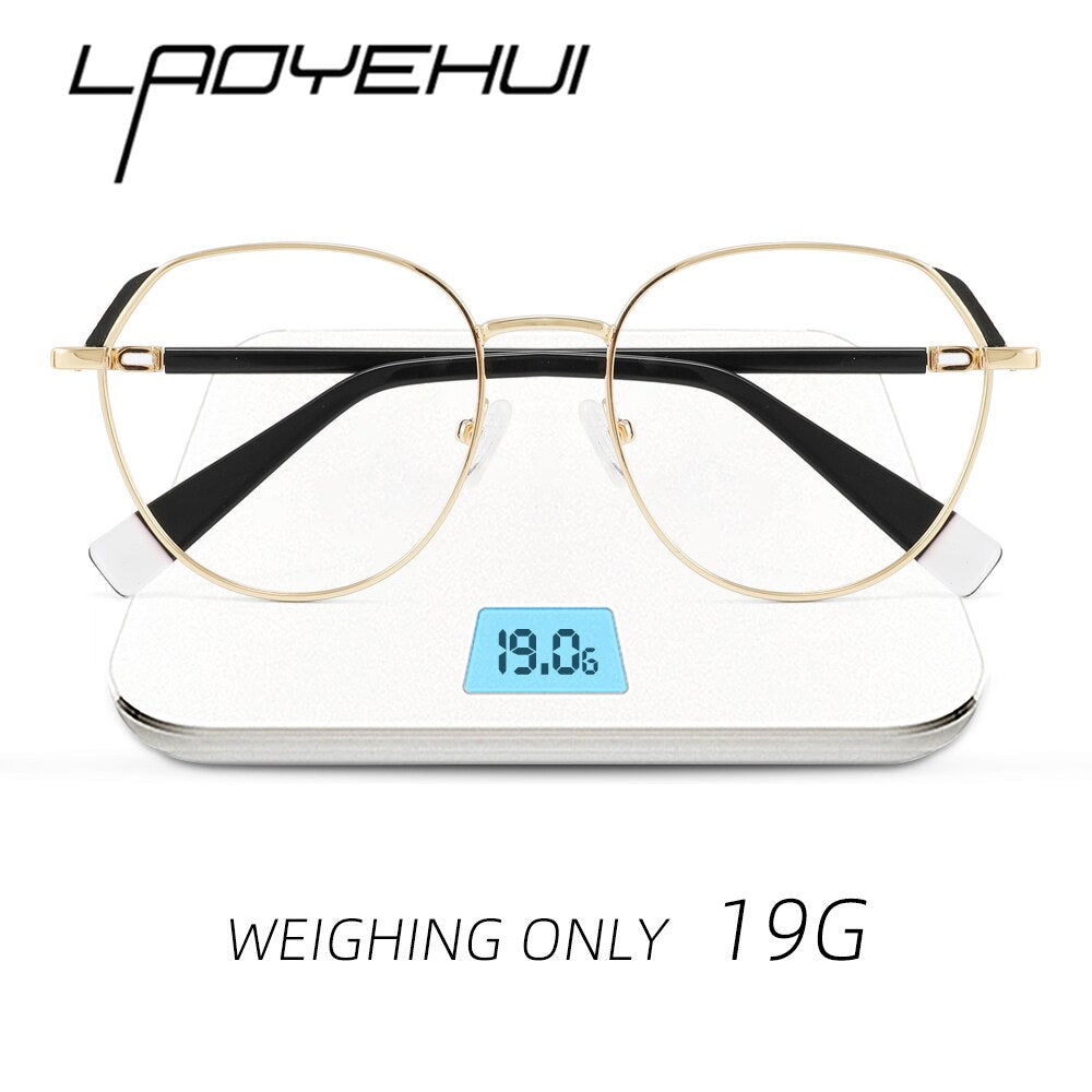 Laoyehui Unisex Full Rim Round Alloy Myopic Reading Glasses Anti Blue Light 8822 Reading Glasses Laoyehui   