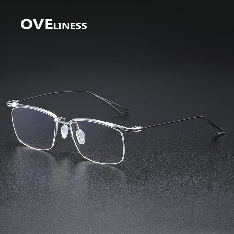 Oveliness Unisex Semi Rim Square Titanium Eyeglasses Actfour Semi Rim Oveliness silver black  