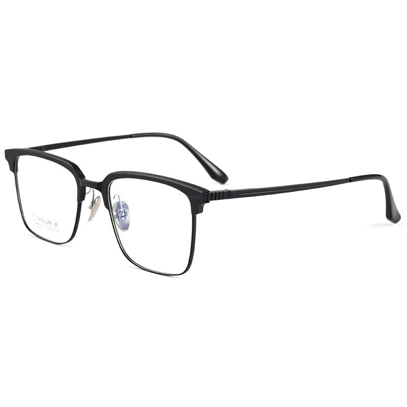 Handoer Men's Full Rim Square Titanium Eyeglasses 9201 Full Rim Handoer Black  