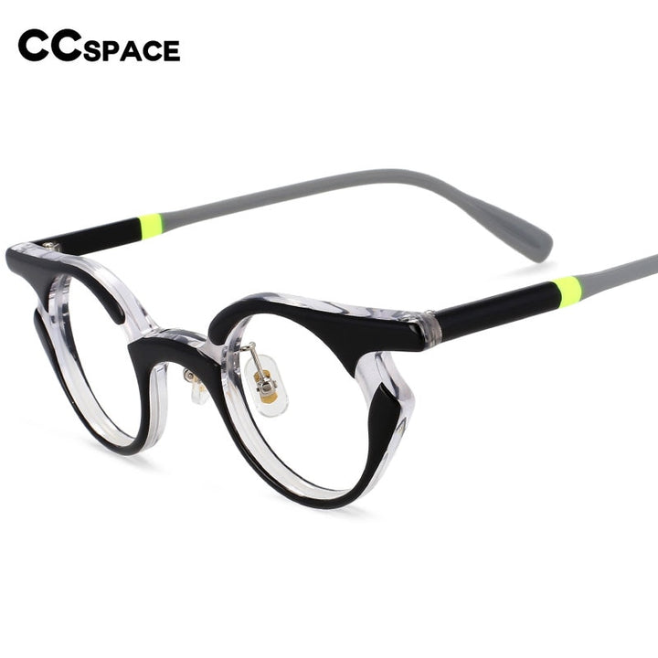 CCSpace Unisex Full Rim Round Acetate Frame Punk Eyeglasses 54539 Full Rim CCspace   