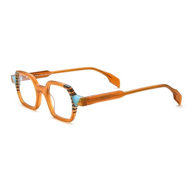 CCSpace Unisex Full Rim Irregular Square Acetate Eyeglasses 54706 Full Rim CCspace Orange China 