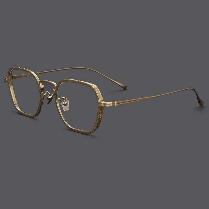 CCspace Unisex Full Rim Irregular Square Titanium Eyeglasses 54974 Full Rim CCspace Gold China 