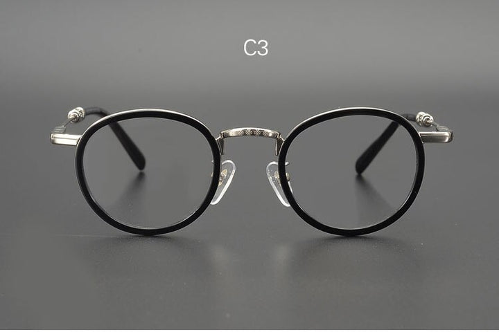Yujo Unisex Full Rim Round Acetate Stainless Steel Eyeglasses Full Rim Yujo C3 China 