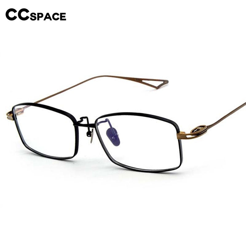 CCspace Men's Full Rim Rectangle Titanium Eyeglasses 55228 Full Rim CCspace   