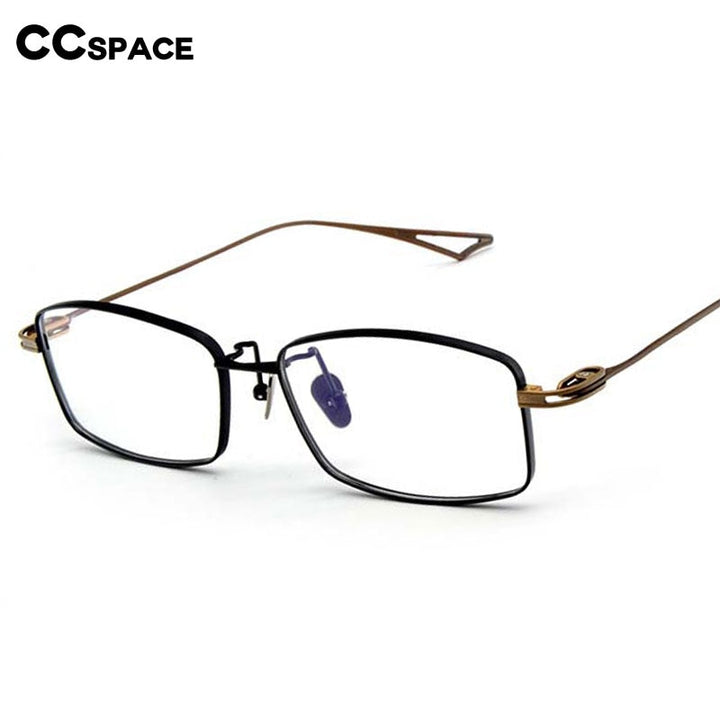 CCspace Men's Full Rim Rectangle Titanium Eyeglasses 55228 Full Rim CCspace   