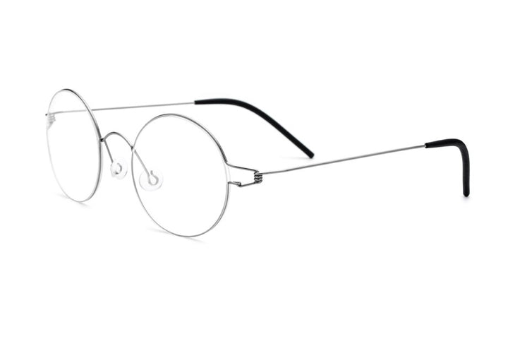Muzz Men's Full Rim Round Titanium Alloy Screwless Frame Eyeglasses 3In1 Full Rim Muzz Round Gray  
