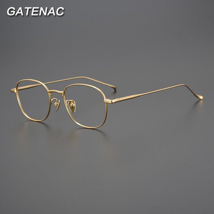 Gatenac Unisex Full Rim Irregular Square Titanium Eyeglasses Gxyj996 Full Rim Gatenac   