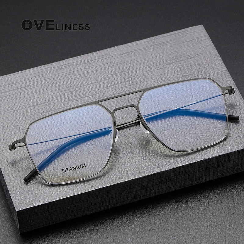 Oveliness Unisex Full Rim Square Double Bridge Titanium Eyeglasses 5517 Full Rim Oveliness   
