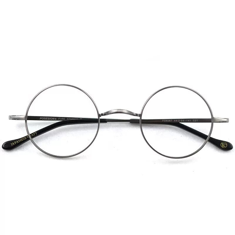 Hdcrafter Unisex Full Rim Round Titanium Eyeglasses Full Rim Hdcrafter Eyeglasses Gray  