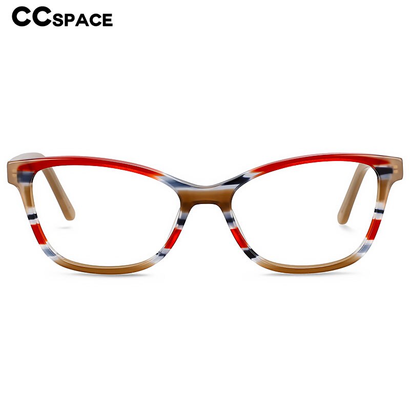 CCspace Unisex Full Rim Square Cat Eye Acetate Eyeglasses 55570 Full Rim CCspace   