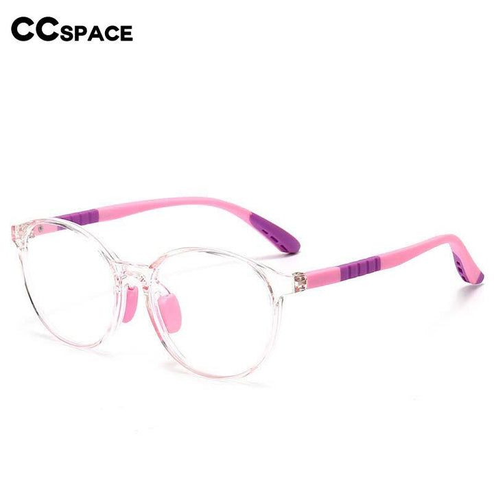 CCSpace Unisex Youth Full Rim Round Silicone Eyeglasses 54668 Full Rim CCspace   