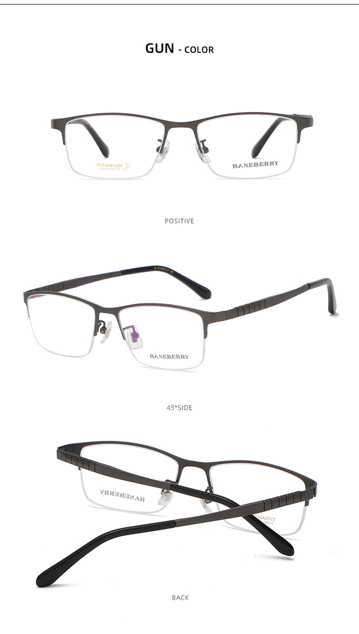 Reven Jate Unisex Semi Rim Square Titanium Frame Eyeglasses 71109 Semi Rim Reven Jate   