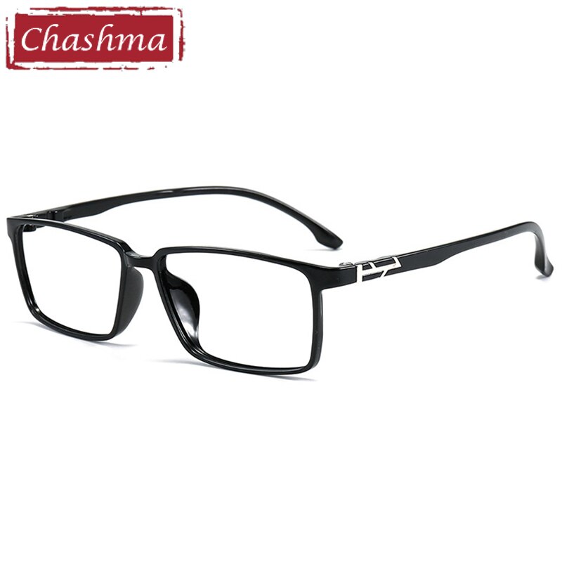 Chashma Unisex Full Rim Ultem Titanium Wide Frame Eyeglasses 66135 Full Rim Chashma Bright Black  
