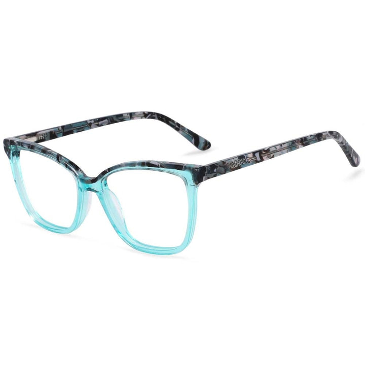 CCSpace Women's Full Rim Square Acetate Frame Eyeglasses 54374 Full Rim CCspace Blue China 