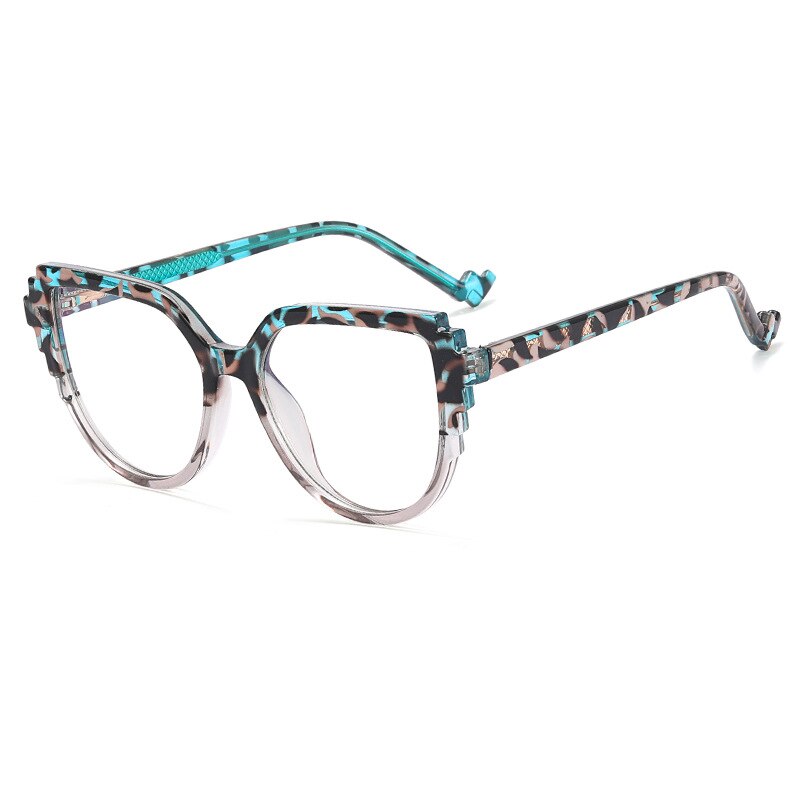 CCSpace Women's Full Rim Square Cat Eye Tr 90 Titanium Eyeglasses 55323 Full Rim CCspace C3Blue China 