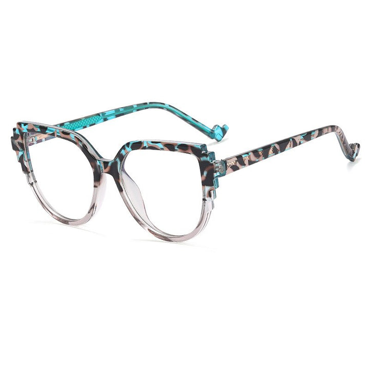 CCspace Women's Full Rim Square Cat Eye Tr 90 Titanium Eyeglasses 55323 Full Rim CCspace C3Blue China 