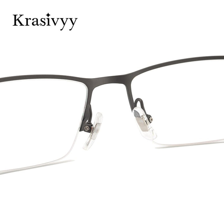 Krasivyy Men's Semi Rim Square Titanium Eyeglasses Kr0200 Semi Rim Krasivyy   