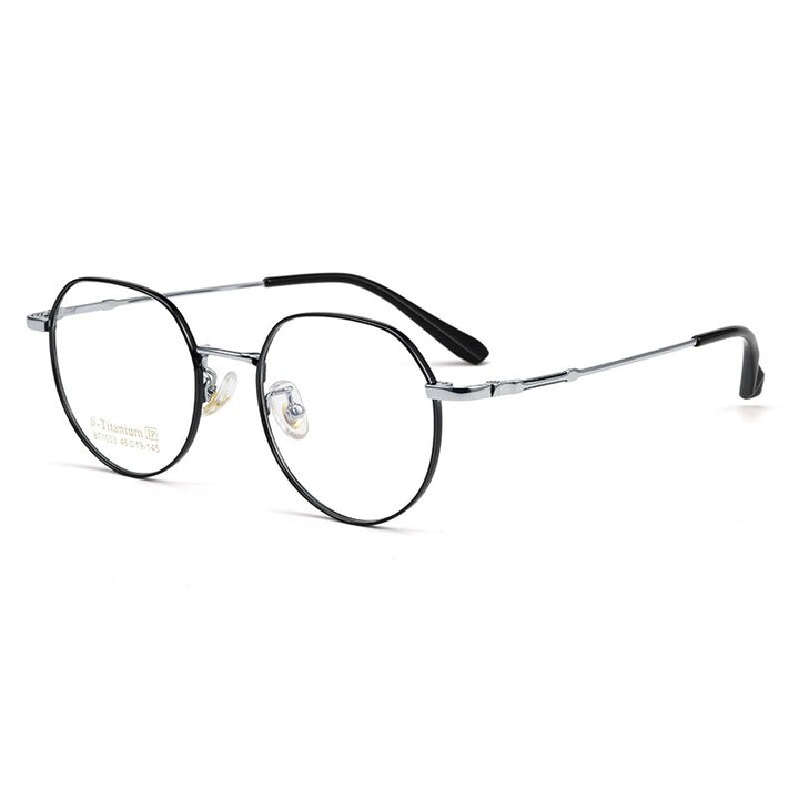 Yimaruli Unisex Full Rim Small Polygon Titanium Eyeglasses Bt1003m Full Rim Yimaruili Eyeglasses Black Silver  