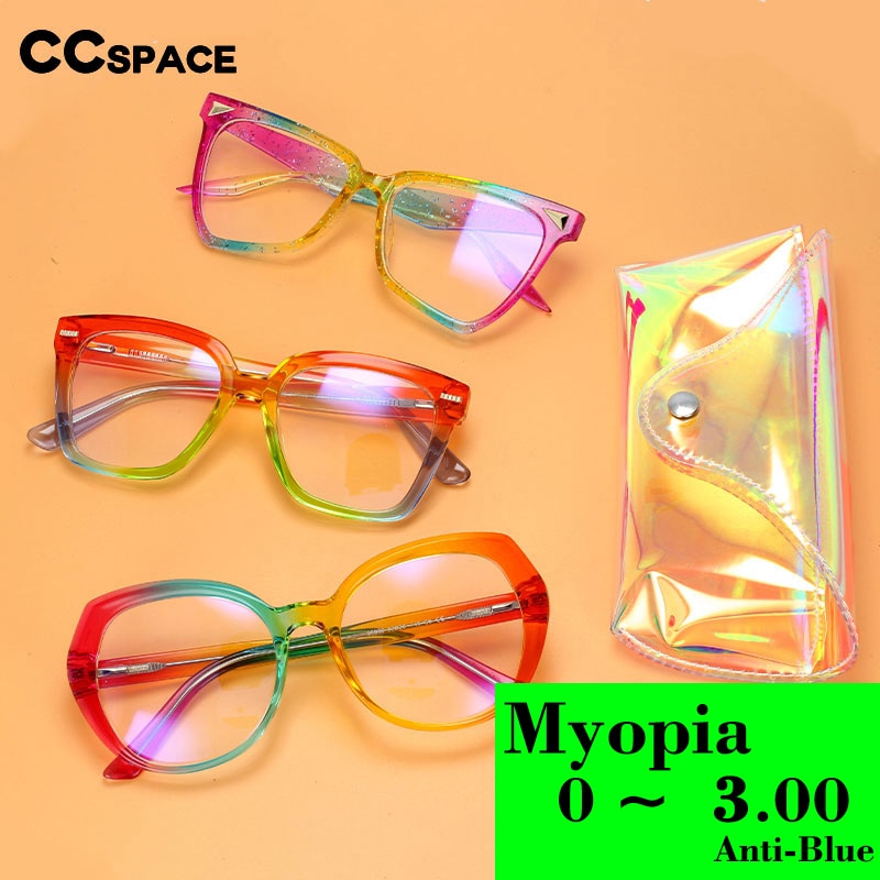 CCSpace Women's Full Rim Tr90 Myopic -275 To -300 Reading Glasses Anti Blue Light Reading Glasses CCspace   
