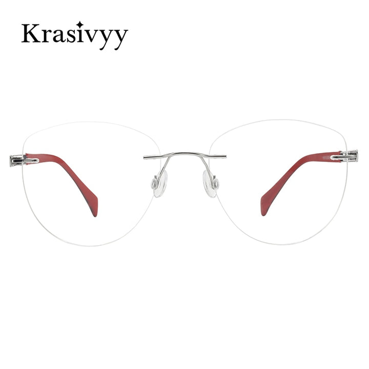 Krasivyy Women's Rimless Oval Cat Eye Titanium Eyeglasses Kr16078 Rimless Krasivyy   