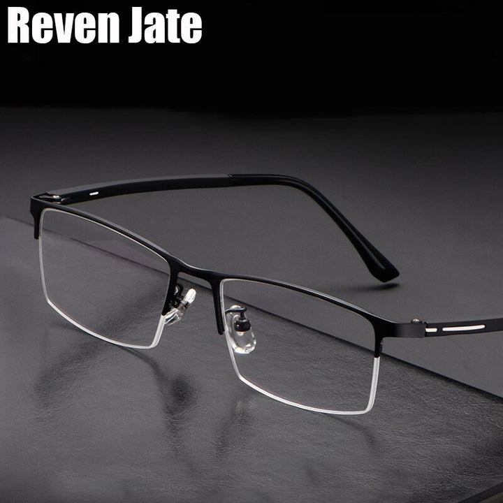 Reven Jate Men's Semi Rim Square Alloy Tr 90 Eyeglasses 9916 Semi Rim Reven Jate   
