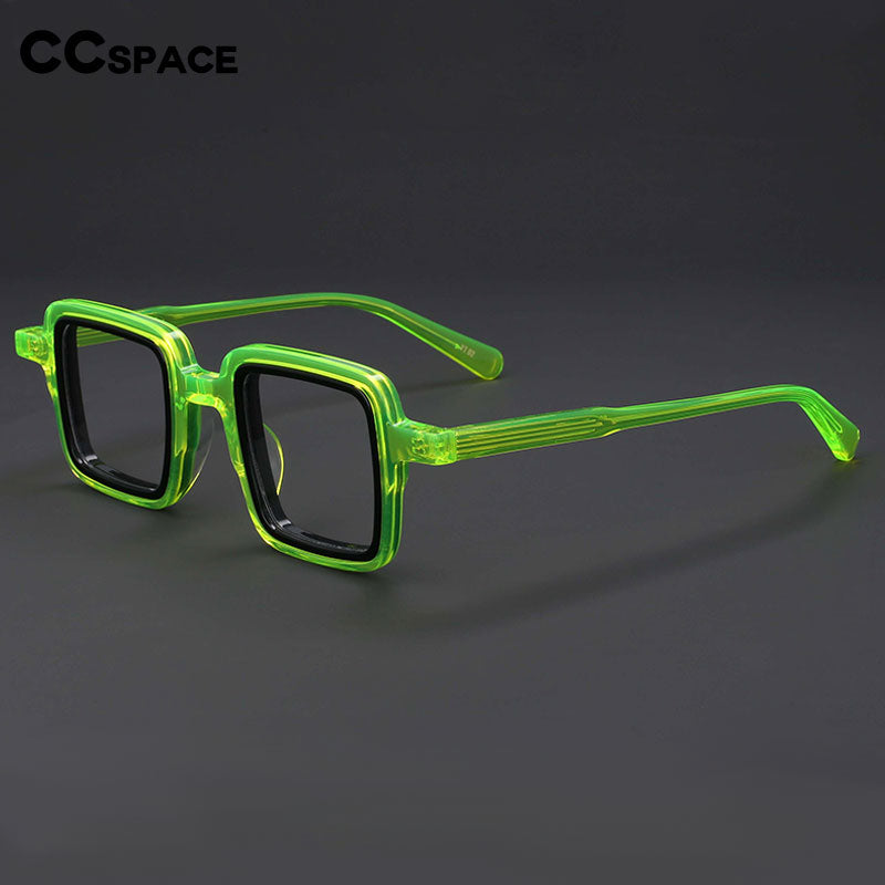 CCSpace Unisex Full Rim Small Square Acetate Eyeglasses 55308 Full Rim CCspace   