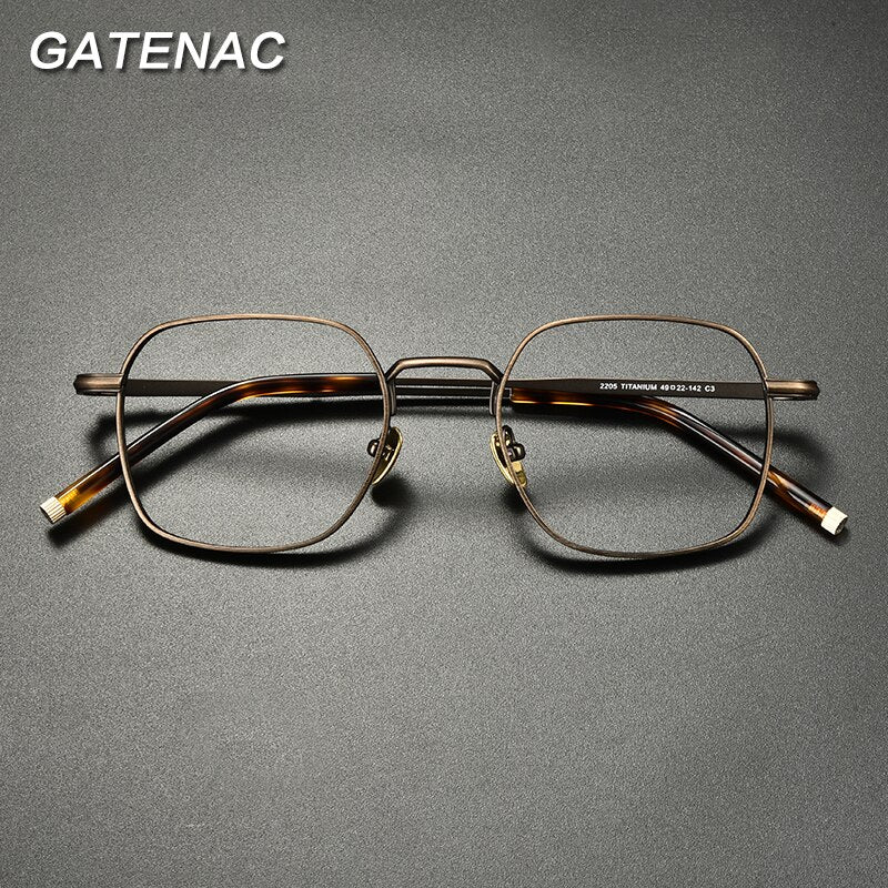Gatenac Unisex Full Rim Square Titanium Eyeglasses Gxyj932 Full Rim Gatenac   