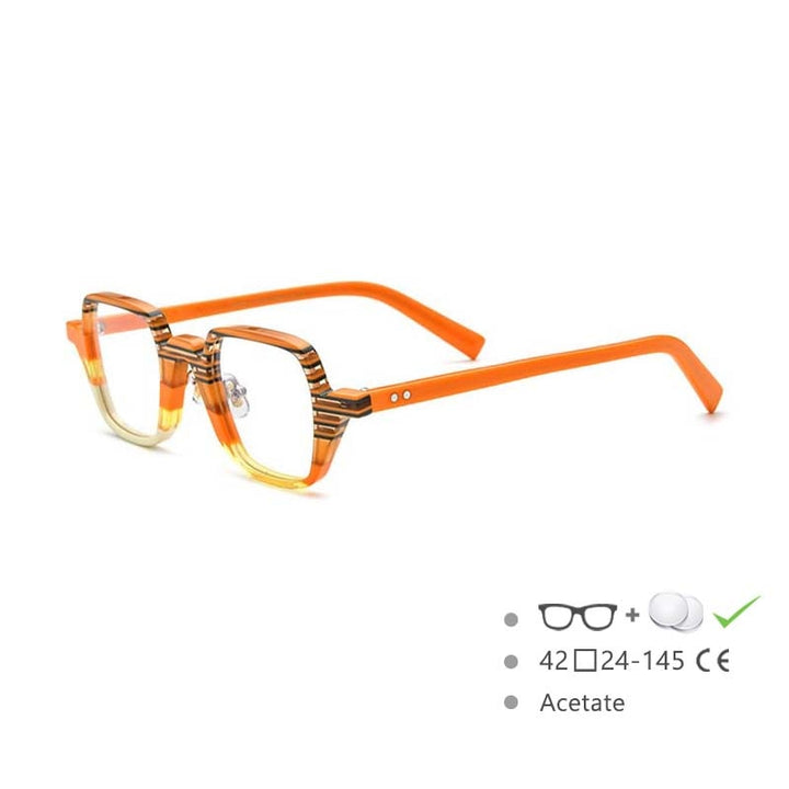 CCSpace Unisex Full Rim Square Cat Eye Acetate Frame Eyeglasses 54563 Full Rim CCspace Orange China 