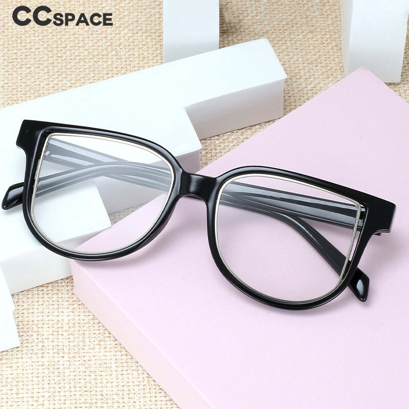 CCSpace Unisex Full Rim Square Resin Frame Eyeglasses 54476 Full Rim CCspace   