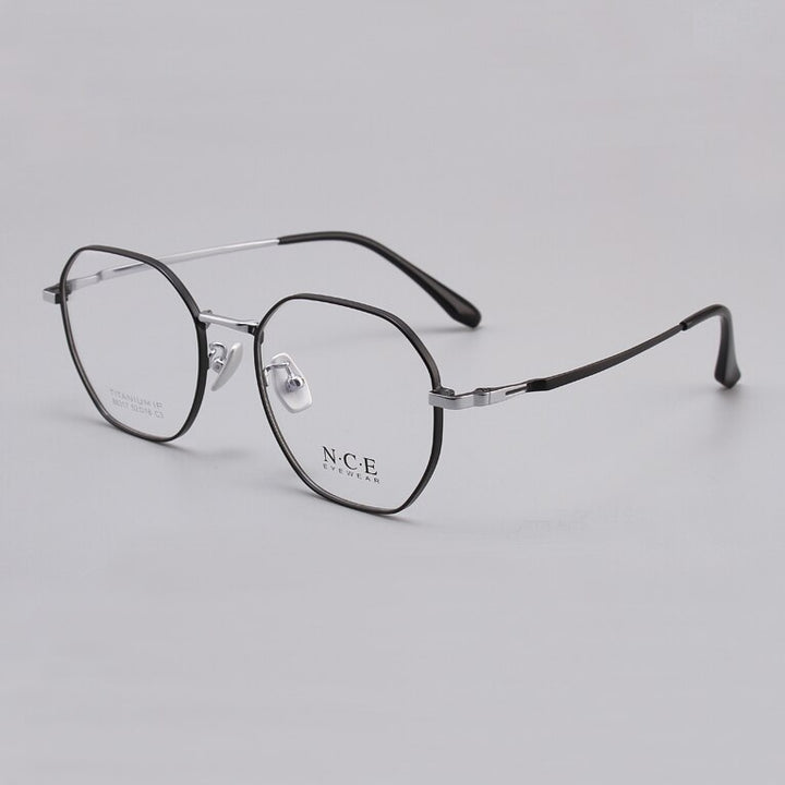 Zirosat Women's Full Rim Round Titanium Acetate Frame Eyeglasses 88317 Full Rim Zirosat black-silver  