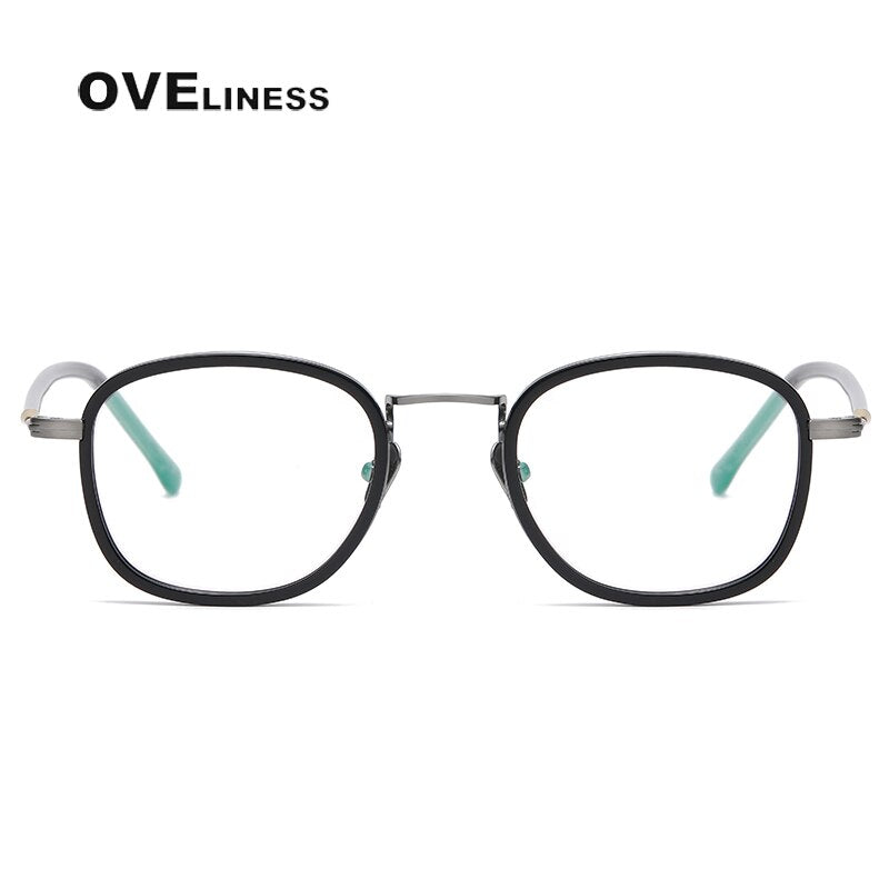 Oveliness Unisex Full Rim Round Square Acetate Titanium Eyeglasses 121 Full Rim Oveliness   