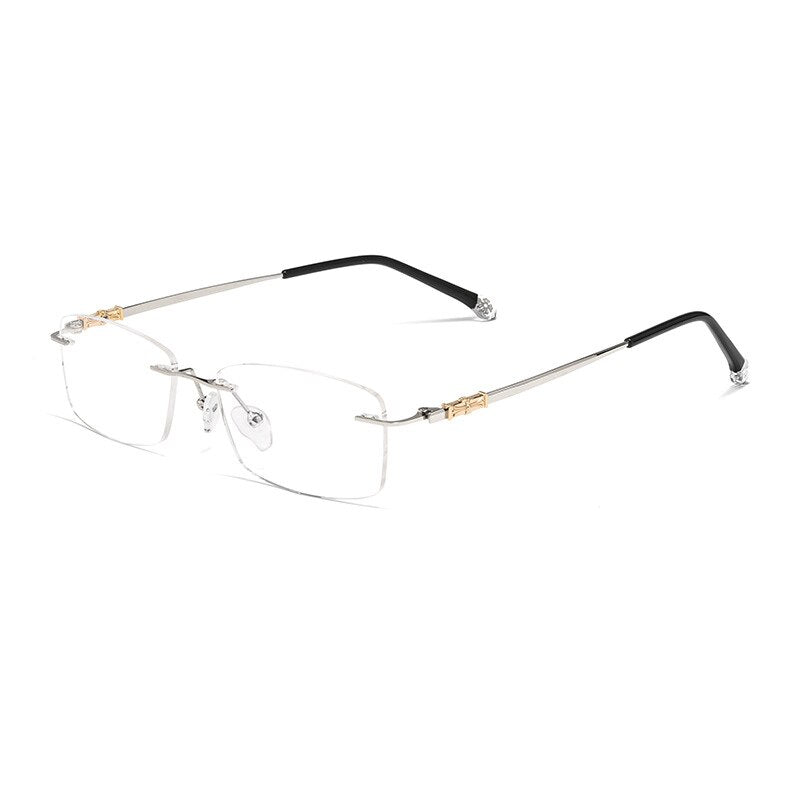 Handoer Men's Rimless Customized Lens Shape Alloy Eyeglasses 98607wk Rimless Handoer Silver  