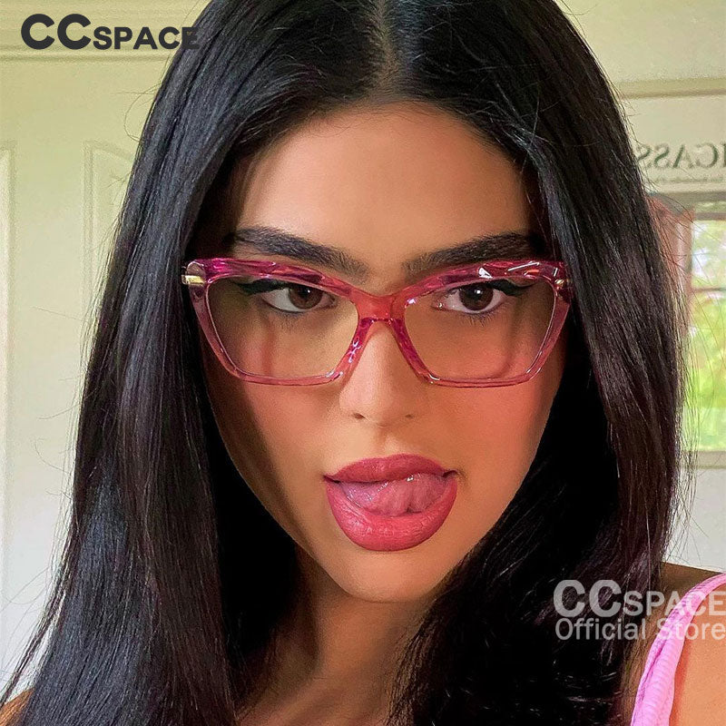 CCspace Women's Full Rim Rectangle Cat Eye Resin Alloy Frame Eyeglasses 45591 Full Rim CCspace   