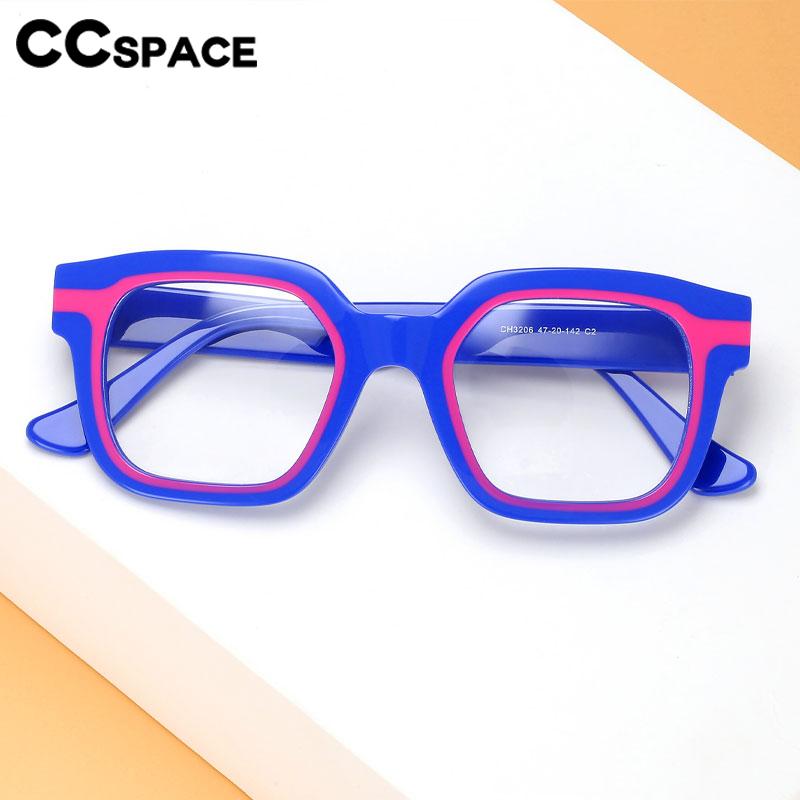 CCspace Unisex Full Rim Square Acetate Eyeglasses 56555 Full Rim CCspace   