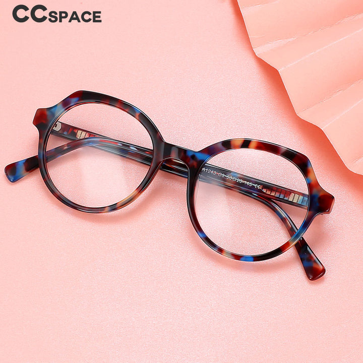 CCspace Unisex Full Rim Irregular Round Acetate Eyeglasses 55911 Full Rim CCspace   