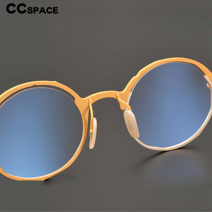 CCSpace Unisex Full Rim Irregular Round Handcrafted Titanium Eyeglasses 53160 Full Rim CCspace   