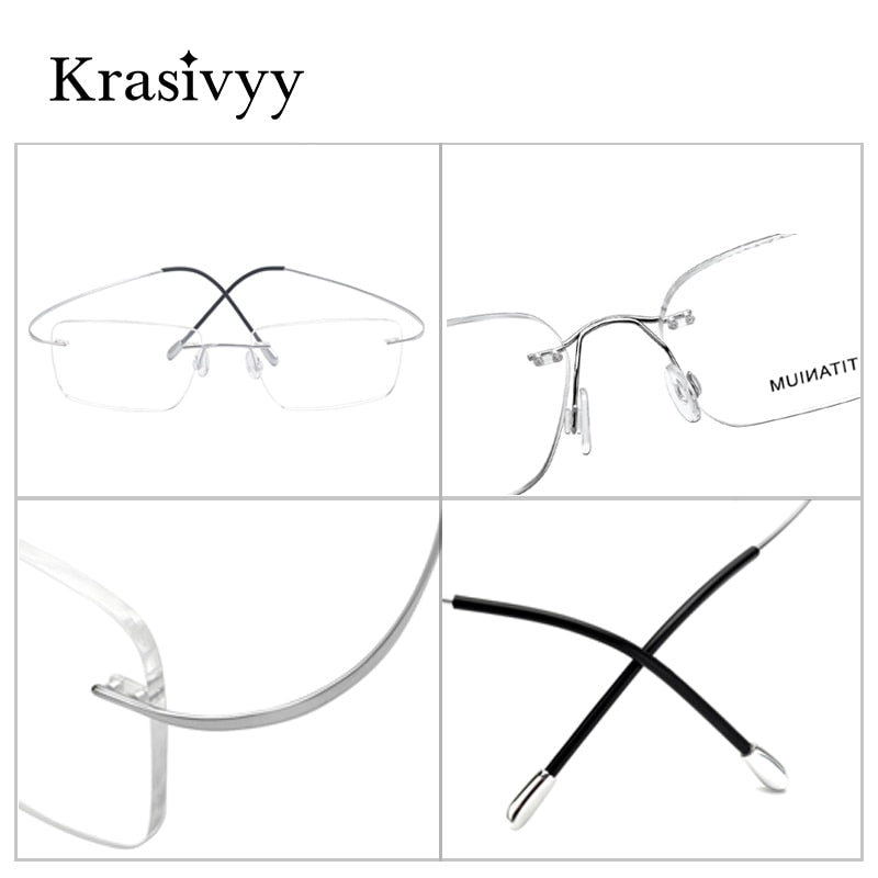 Krasivyy Men's Rimless Square Titanium Eyeglasses Kr6064 Rimless Krasivyy   